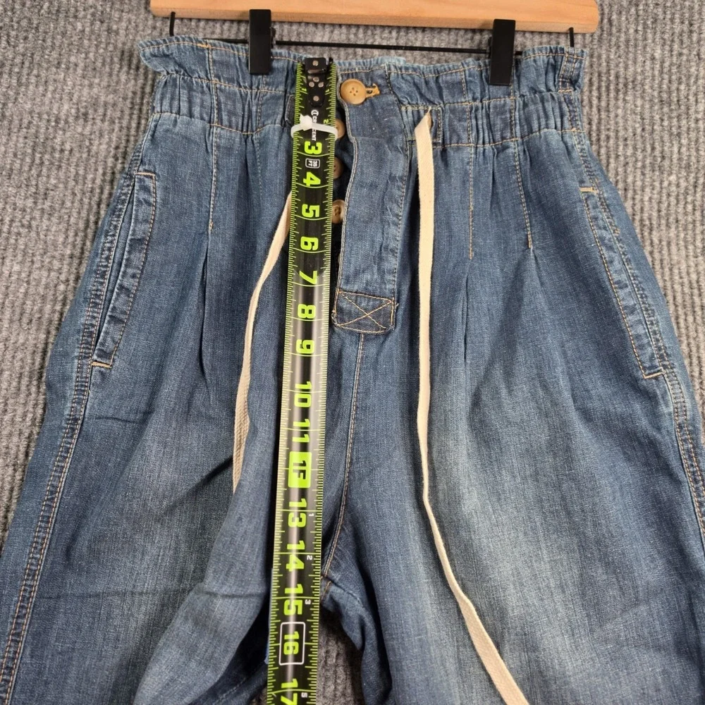 Free People Margate Jeans Womens XS Medium Blue Wash Paperbag Trouser Casual Y2K